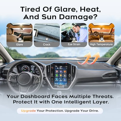 Sunsdrew Upgraded Gray Dash Cover for 2024-2026 Subaru Crosstrek Accessories,Custom Fit Dashboard Cover Mat Anti-Glare UV Protector Non-Slip - size: 24+Crosstrek Dash Cover(Gray)