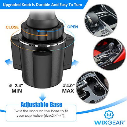 Cup Holder Phone Mount, Adjustable Long Neck Cellphone Holder for Car, Upgraded Version, Cup Phone Holder for Car with Expandable Side Arms, Compatible with iPhone Samsung Google & All Phones