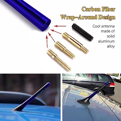 4.7 Inch Carbon Fiber Short Automotive Antenna, Short Carbon Fiber Radio Antenna, Carbon Fiber Antenna, Universal Car Antenna Replacement for Most Vehicles - color: Blue