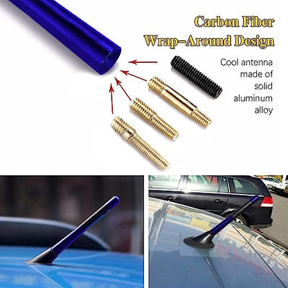 4.7 Inch Carbon Fiber Short Automotive Antenna, Short Carbon Fiber Radio Antenna, Carbon Fiber Antenna, Universal Car Antenna Replacement for Most Vehicles - color: Blue