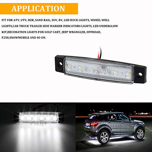 PSEQT 10 Pcs LED Rock Strip Lights Car Underglow Wheel Fender Well Lighting Kits Waterproof for Golf Cart Wrangler Offroad Truck RV UTV ATV Snowmobile (White) - color: White