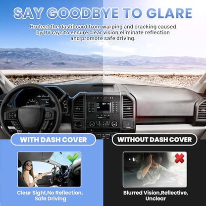 Sunsdrew Dash Cover for Ford F-150 F150 2015-2020 Dashboard Mat Without HUD - size: 15-20 F-150 Dash Cover