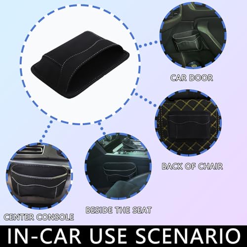 Black Car Seat Side Pocket Organizer - Change Holder, Pouch, Leather Cell Phone Sunglasses Holder, Seat Gap Filler Accessories Organizer