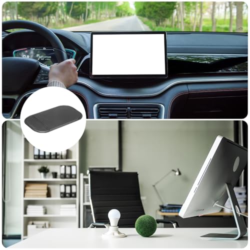 HARFINGTON 7pcs Car Dashboard Anti-Slip Mat 5.5" x 3" Universal Sticky Dash Pad Washable Reusable Car Non-Slip Mats for Phone Keys Sunglasses Electronic Devices, Black - color: Black
