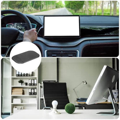 HARFINGTON 7pcs Car Dashboard Anti-Slip Mat 5.5" x 3" Universal Sticky Dash Pad Washable Reusable Car Non-Slip Mats for Phone Keys Sunglasses Electronic Devices, Black - color: Black