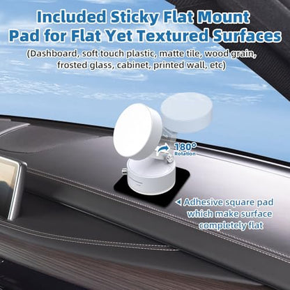 Vacuum Magnetic Phone Holder with Metal Ring Compatible with iPhone 17 16 15 14 All Phone, Portable Universal Collapsible Magnetic Phone Stand for Gym, Car Mount with Windshield Suction Cup - color: White