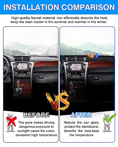 Autorder Dashboard Cover Mat for 2012-2017 Toyota Camry Accessories Dash Cover Flannel Dash Mat Sunshade Glare UV Rays Protector - size: Black 12-17 Camry