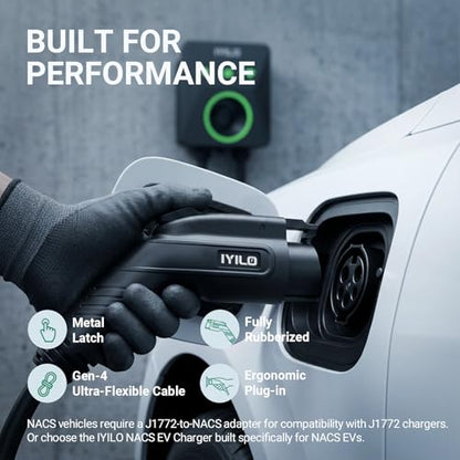 Level 2 EV Charger with Energy Meter, 48Amp/11.5KW, J1772 Wall Electric Car Charger with Dual Temp Sensors(Exclusive), Wi-Fi(2.4 GHz), RFID, Smart App, CT Clamps for Load Balancing, Black-Gray - color: Black-Gray