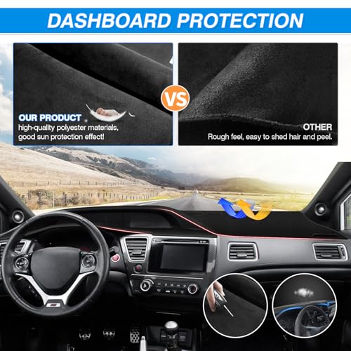 Cartist Black Dash Cover for 2012-2015 Honda Civic Dashboard Cover Mat - size: Honda Civic 2012-2015