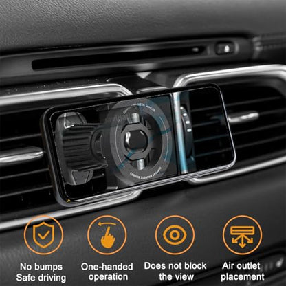 Car Phone Holder, Magnetic 360° Rotation Adjustable Vehicle Phone Mount Changer with Clip, Automotive Air Dashboard Vent Cellphone Holder, Universal for SUV RV Truck (Black) - color: Black