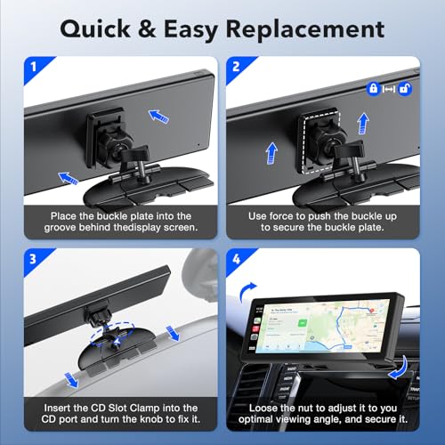 CD Slot CarPlay Screen Mount for 7–10.5" Displays, Stable Anti-Vibration Holder for CarPlay & Android Auto Screens, Wide Compatibility, Secure and Easy Installation