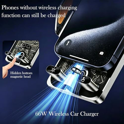 Phone Holder for Car with 15W Wireless Charger, Car Charge for All Phone - color: Orange