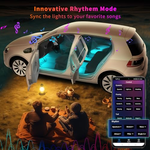ATOTO Car LED Lights, Smart Interior Lights with App Control, 160 LEDs RGB Inside Car Lights with DIY 21 Music Modes 16 Million Color Switching-Independent Control of Front and Rear, CI-FLT01