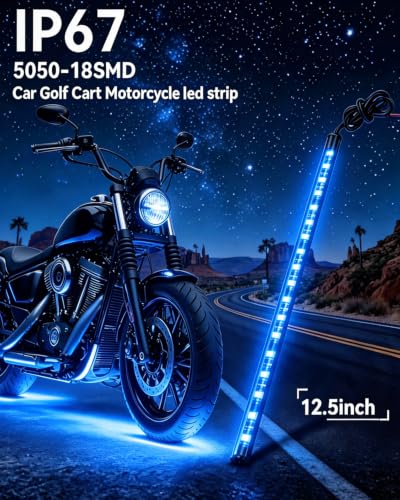 Keiurot 12V Led Light Strip for Car Motorcycle Golf Cart 12.5In Blue 4Pack - color: Blue Led Strip