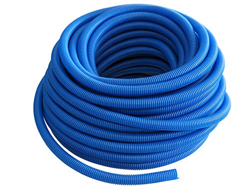 Absolute USA SLT34BL 3/4-Inch x 100-Feet Blue Split Loom Split Wire Loom Polyethylene Conduit Corrugated Plastic Tubing Sleeve for Various Automotive, Home, Marine, Industrial Wiring Applications, Etc