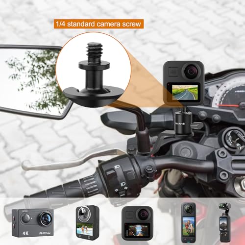 PULUZ Motorcycle Camera Mount, Mirror Action Cam Holder for POV Vlog - size: Rearview Mirror Mount