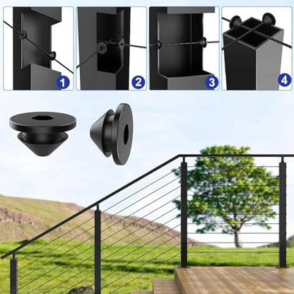 Cable Railing Kit, Rubber Grommets for Cable Post Protector - size: 90 Degree