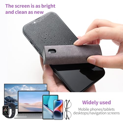 CUIUD Touchscreen Screen Cleaner Kit 2 Pcs, Phone, Tablet and Car Screen Cleaner, Two in One Spray and Microfiber Cloth(Grey&Pink) - color: Pink+Grey