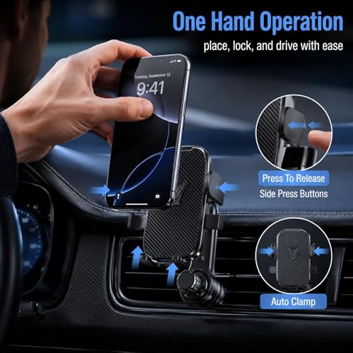 Car phone holder vent,car vent phone mount,360° adjustable phone holders for your car,car vent phone holder,air vent car phone holder mount for car compatible with iPhone,all 4–7” phones(carbon fiber)