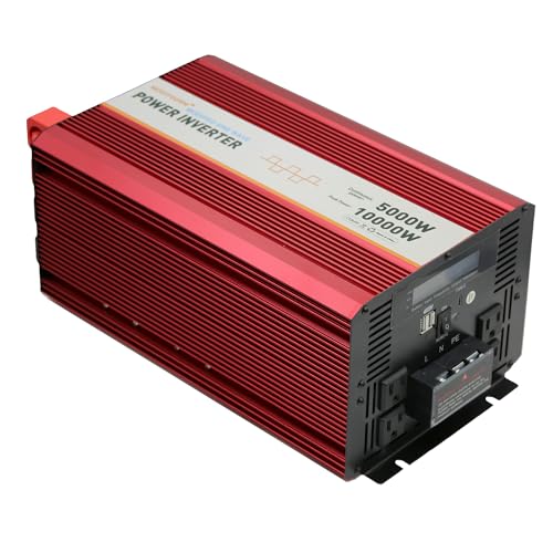 5000W 12V Modified sine Wave Power Inverter,Peak 10000 watt, Car/Truck DC 12V to 110V 4AC Converter, 2X 2.4A USB Ports,with 18W Type-C Quick Charge Port,LCD Digital Display MOVFFGGRM - size: 5000W