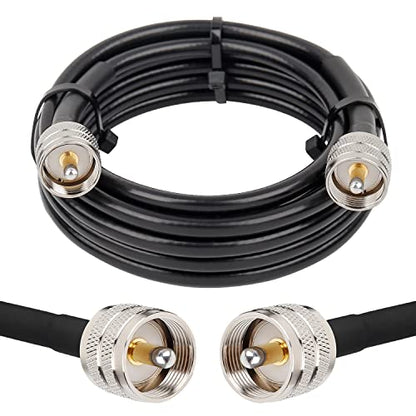 MOOKEERF RG8x Coaxial Cable 15ft,CB Coax Cable 50 Ohm,UHF PL259 Male to Male Low Loss CB Antenna Extension for HAM Radio,VHF Radio,SWR Meter,Dummy Load,Antenna Analyzer - size: 15FT