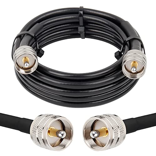 MOOKEERF RG8x Coaxial Cable 15ft,CB Coax Cable 50 Ohm,UHF PL259 Male to Male Low Loss CB Antenna Extension for HAM Radio,VHF Radio,SWR Meter,Dummy Load,Antenna Analyzer - size: 15FT