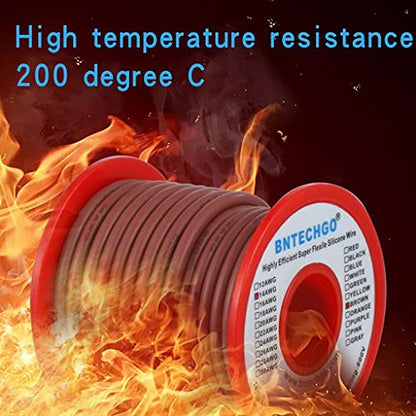 BNTECHGO 14 Gauge Silicone Wire Brown 25ft Stranded Tinned Copper Wire - color: Brown, size: silicone wire 25ft
