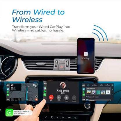 AutoSky Wireless CarPlay Adapter 2025 Pro Edition - Fastest and Most Compact Wireless CarPlay Adapter Factory Wired CarPlay Cars – USB-A and USB-C Cables – Wired CarPlay Required - OTA Updates.