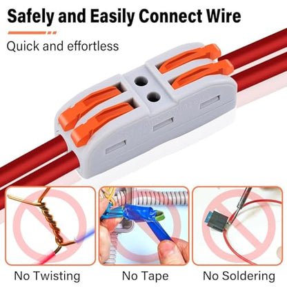 Lever Wire Connectors, Greencycle Inline Splices Push Quick Wire Connectors, 2 in 2 Out Push-in Combination for Electrical Cables 28–12 AWG, Max 32A,120PK - size: 120PCS, style: 2IN 2OUT