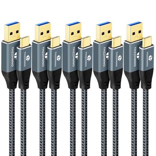 USB A to USB C Cable 10FT 5Pack, USB 3.1 USB 3.2 Gen2 10Gbps Data Transfer Cord for Samsung Galaxy/iPhone 15/MacBook Pro/iPad Pro - size: 10FT, style: 5 PACK USB A-C