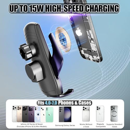 Car Phone Mount for 2022-2026 Toyota Tundra & 2023-2026 Toyota Sequoia, Smart Auto-Clamping on 14" Touchscreen, 15W Wireless Fast Charging, 360° Adjustable, Without Blocking Airflow - size: for Toyota Tundra | 2022-2026