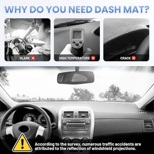 Sunsdrew Upgraded Black Dash Cover for 2007-2013 Toyota Corolla Accessories,Dashboard Cover Mat Carpet Pad UV Protection Anti-Glare Non-Slip - size: 07-13 Corolla Dash Cover(Black)
