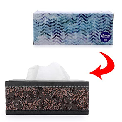 Sumnacon Tissue Box Cover Rectangule Leather Tissue Box with Magnetic Bottom,Stylish PU Tissue Box Holder for Bathroom Toilet Bedroom Living Room Desk Table Office Car (Pack of 2) - color: Brown, size: Medium (Pack of 2)