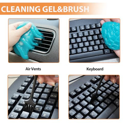 Car Interior Detailing Brush Cleaning Kit, Soft Bristle Dusting Brush, Wire Brush Set, Car Cleaning Gel, Car Accessories Essentials Supplies Tools for Auto,Truck,SUV,RV（6PCS ）