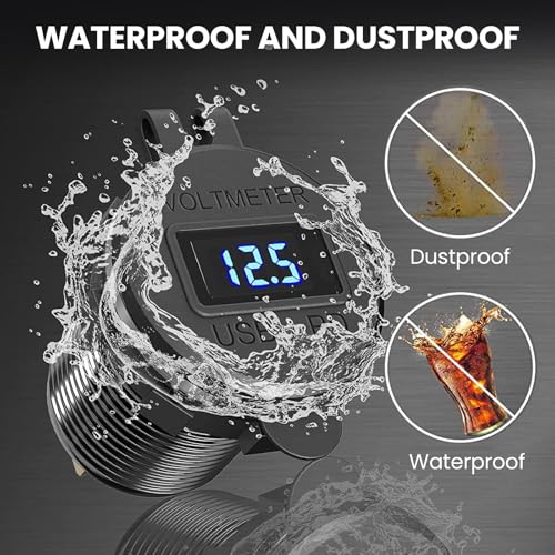 12V USB Car Socket, 3-Port Marine Aluminum USB Quick Charge Waterproof Cigarette Round USB C 12V Outlet for Car Golf Cart Boat Marine Bus Truck RV Marine Motorcycle etc(2QC+1PD(1Pack)) - color: 2USB+1PD(1Pack)