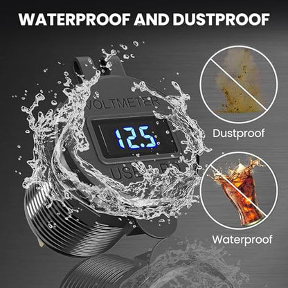 12V USB Car Socket, 3-Port Marine Aluminum USB Quick Charge Waterproof Cigarette Round USB C 12V Outlet for Car Golf Cart Boat Marine Bus Truck RV Marine Motorcycle etc(2QC+1PD(1Pack)) - color: 2USB+1PD(1Pack)