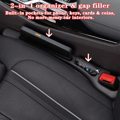 Car Seat Gap Filler Organizer of 2, 2 in 1 Car Gap Filler(Brown) - color: Brown