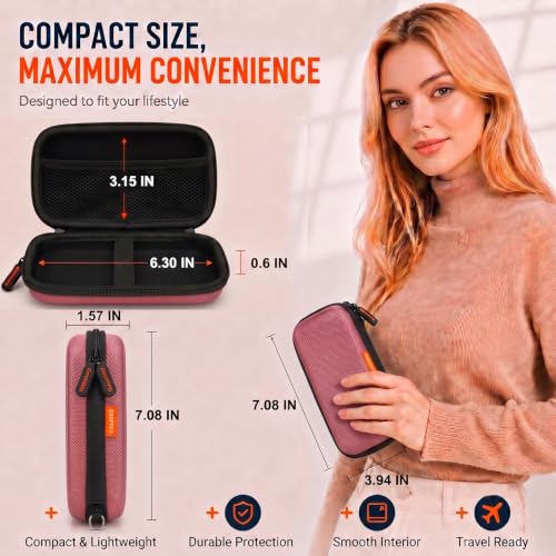 Rose Gold Small Hard Zipper Carrying Case, Universal Electronic Pouch Bag - color: Rose Gold