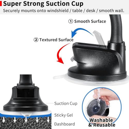 APPS2Car Magnetic Phone Holder for Car, 14-Inch Windshield Phone Mount - color: Black- Magnetic