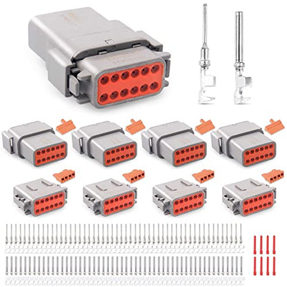 JRready ST6329-12 Deutsch DTM 12 Pin Connector Kit 4 Sets, Size 20 Contacts - size: 12 PIN (4 Sets)