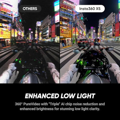 Insta360 X5 Motorcycle Bundle with 1TB Card-8K Waterproof 360 Action Camera with 1/1.28" 48MP Sensors, 8K 360 HDR Video, 72MP|Bundle Includes Motorcycle Bundle, Selfie Stick, Lens Cap - style: 1TB