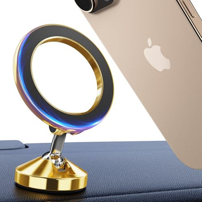 [2024 High-End] for iPhone 16 MagSafe Car Mount Dashboard [360° Rotation All-Metal] Strongest Magnetic Phone Holder for Car, iPhone Car Holder Mount Fit for iPhone 16 15 14 13 12 Pro Max Plus Mini ﻿ - color: Rose Gold