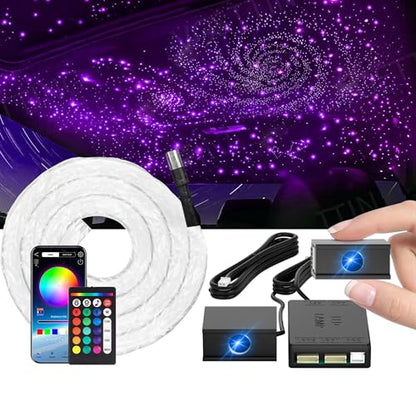 Split Starlight Headliner Kit - 1800pcs 0.02in 4.9ft Fiber Optic RGBW Star Lights for Car with 6 Light Heads 16W Engine Easy to Hide,Flexible Wiring,APP/Remote Control for Car Roof Ceiling - size: 1+6+1800*0.5*1.5m