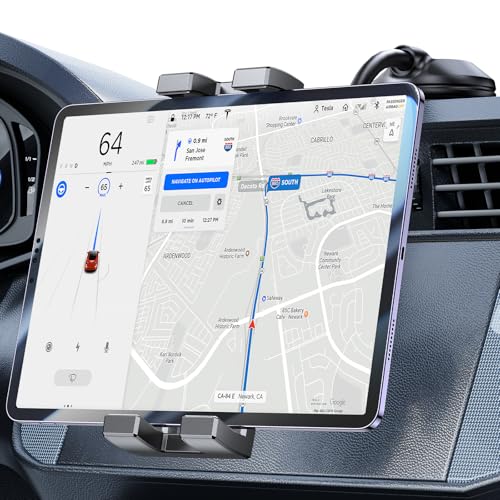 Coolpow Tablet Car Mount for iPad Truck Holder【Windshield+Dash】 Strong Suction Cup Tablet Holder for car with Gooseneck Long Arm Extension for All 4.7"-12.9" Apple iPad Samsung Galaxy Tab