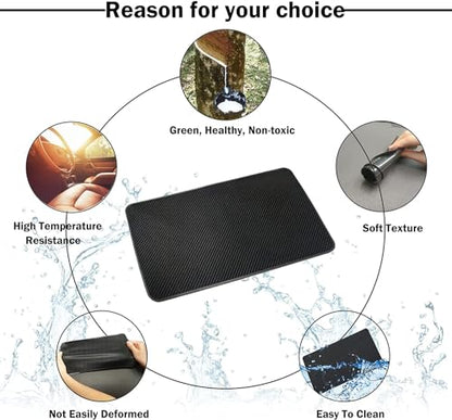 Car Dashboard Anti-Slip Mat, 10.6" x 5.9" Universal PVC Sticky Adhesive Pad for Auto, Multifunctional Vehicle Dash Strong Gripping Pad for Cell Phones Sunglasses Keys Coins Cell Phone Automobile Pads