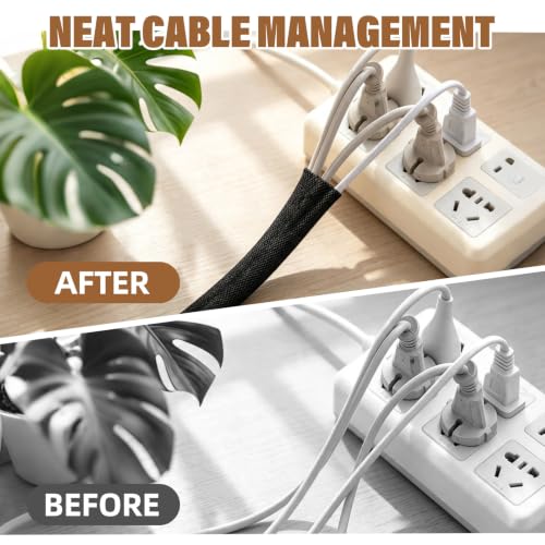 3/8''-26Ft Expandable Braided Cable Sleeve, PET Wire Loom for Home Device - color: Black, size: 3/8''-26ft