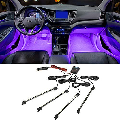 LEDGlow 4pc Purple LED Interior Footwell Lighting Kit w/Cigarette Adapter