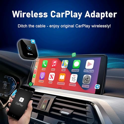 Wireless CarPlay Adapter for iPhone - 2025 Wired to Wireless CarPlay Dongle with Dual-Band WiFi, Low Latency, Auto Connect, Plug & Play for Factory OEM Wired CarPlay Cars
