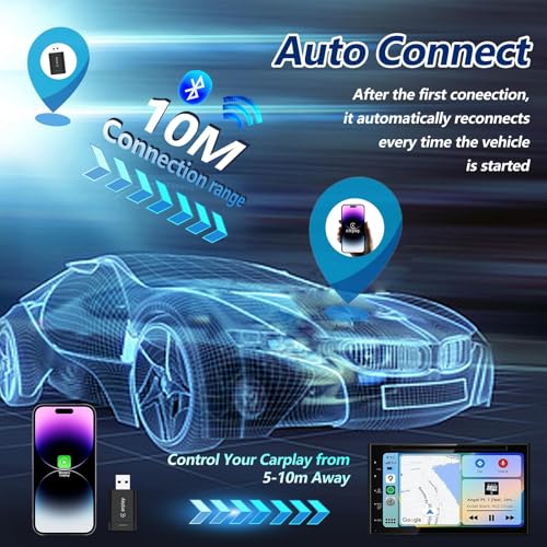 2026 Upgraded Wireless CarPlay Adapter for iPhone – Mini Wired to Wireless Dongle, Fast 5.8GHz WiFi & Bluetooth Connection, Plug & Play, Universal for OEM Wired CarPlay Cars