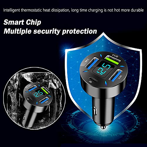 Car Charger 66W Super Fast Charging with USB C&QC 3.0(Voltmeter&LED Lights) Universal Quick Charge for 12-24V Car Cigarette Lighter Plug,Compatible with iPhone 14 13,S22,iPad(2Pcs-Black-QC/PD/2.4A) - color: 2Pcs-Black-QC/PD/2.4A